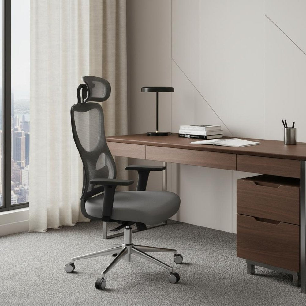 Black Gray and Silver Adjustable Height Swivel Rolling Office Chair