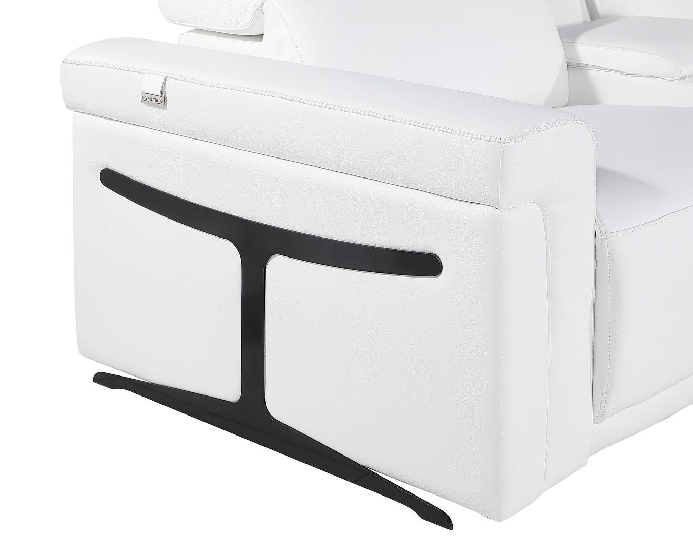 White Italian Leather Power Reclining U Shaped Eight Piece Corner Sectional With Console