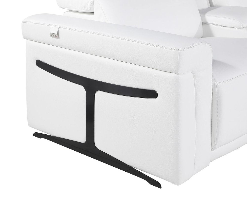White Italian Leather Power Reclining U Shaped Ten Piece Corner Sectional With Console