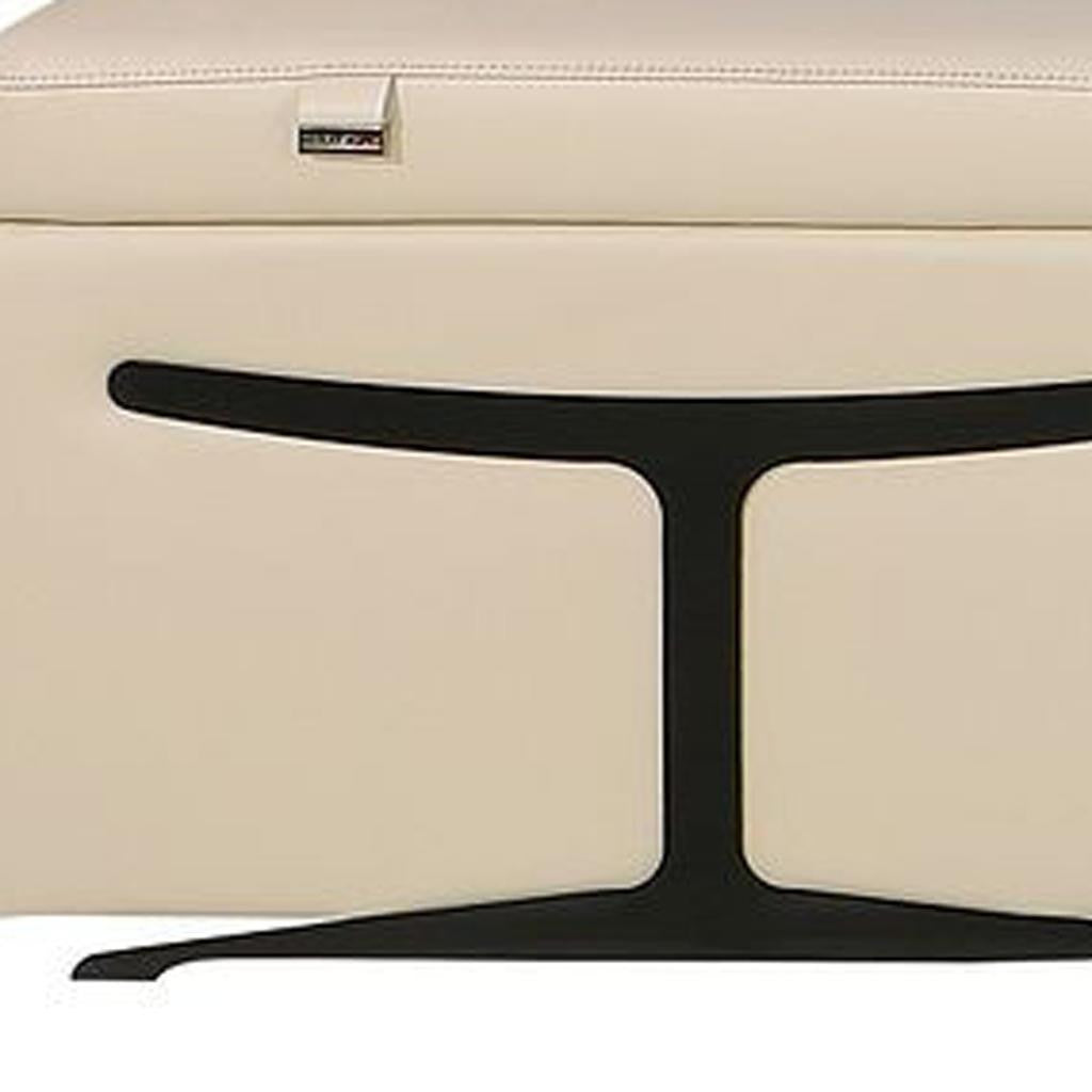 Beige Italian Leather Power Reclining U Shaped Ten Piece Corner Sectional With Console