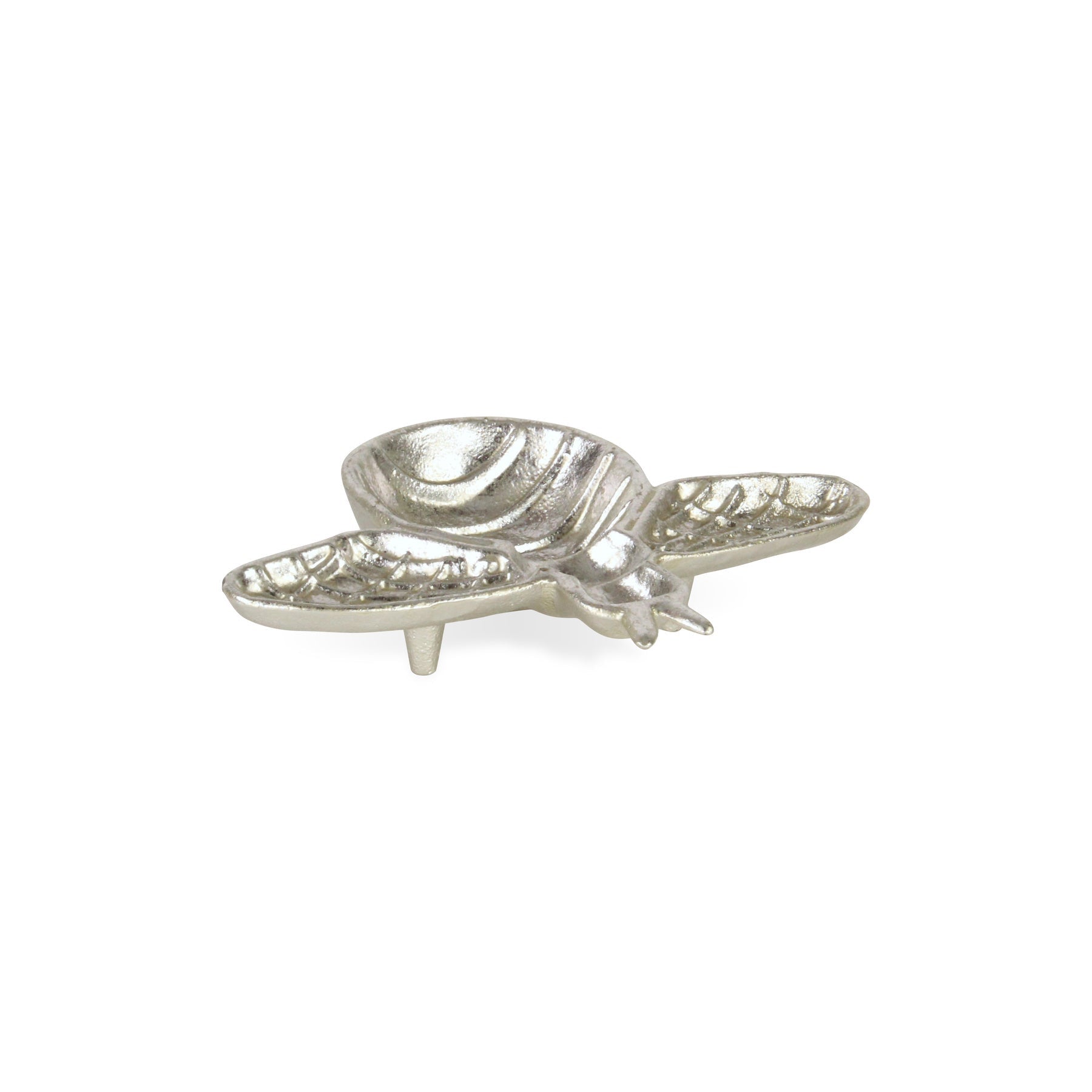 8" Silver Cast Iron Bumble Bee Trinket Tray