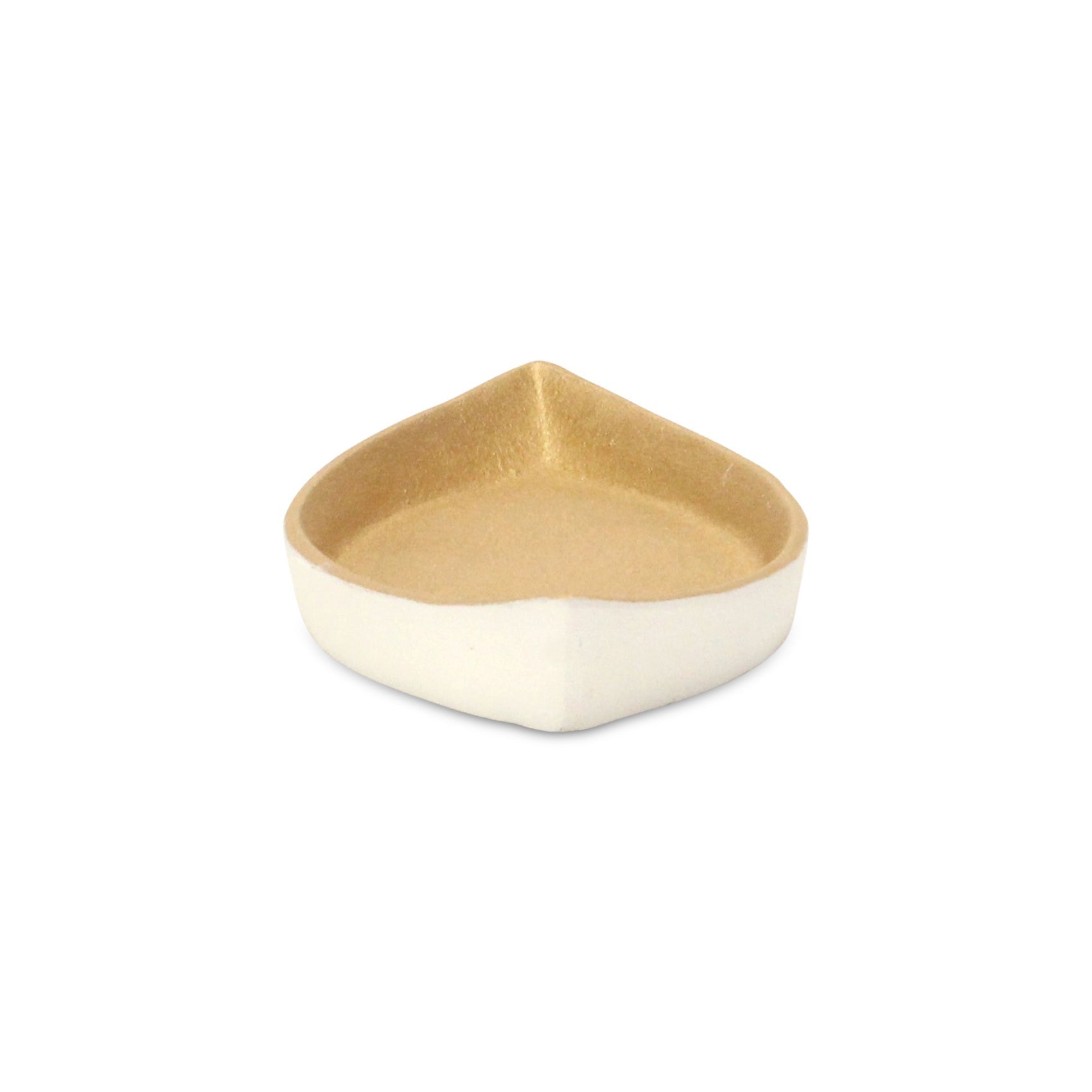 10" Gold And Off White Cast Iron Oval Boat Shaped Tray
