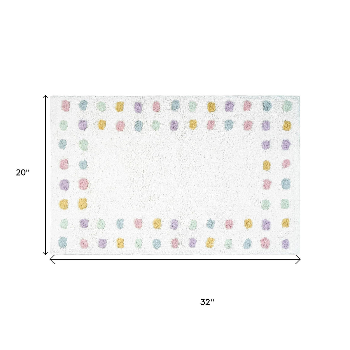 32" White Purple And Pink Cotton Polka Dots Bath Rug