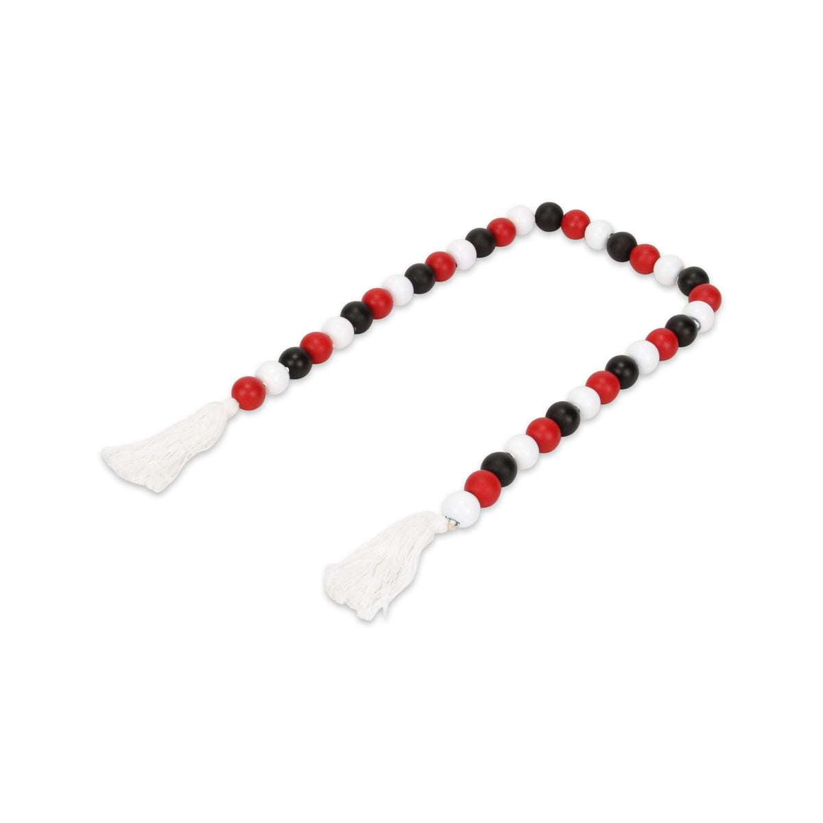 40" Black Red And White Wood Hand Painted Decorative Tassel