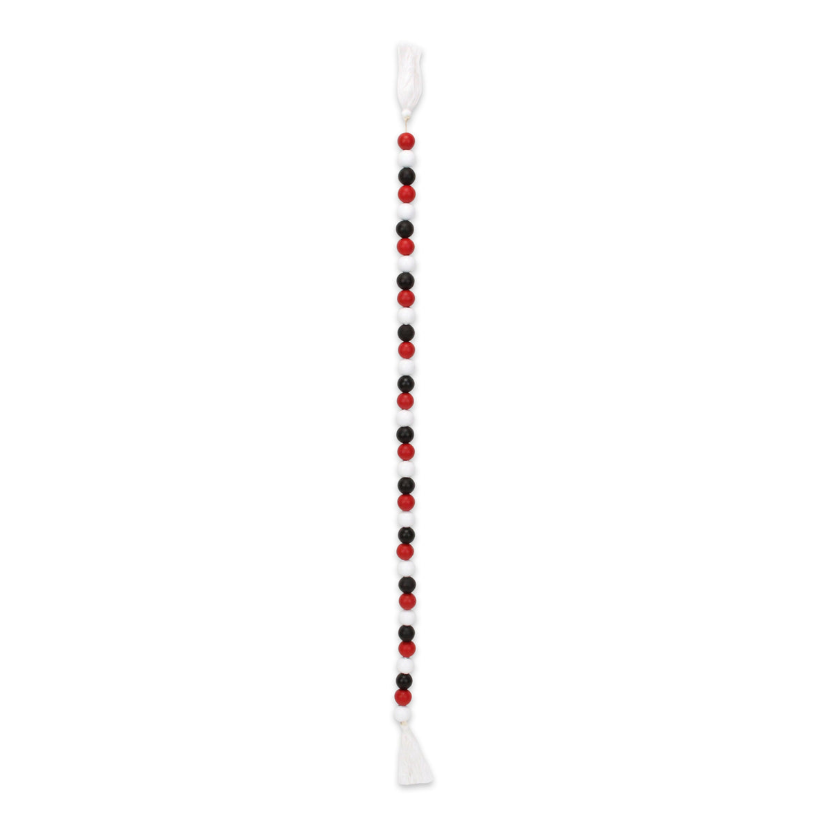 40" Black Red And White Wood Hand Painted Decorative Tassel