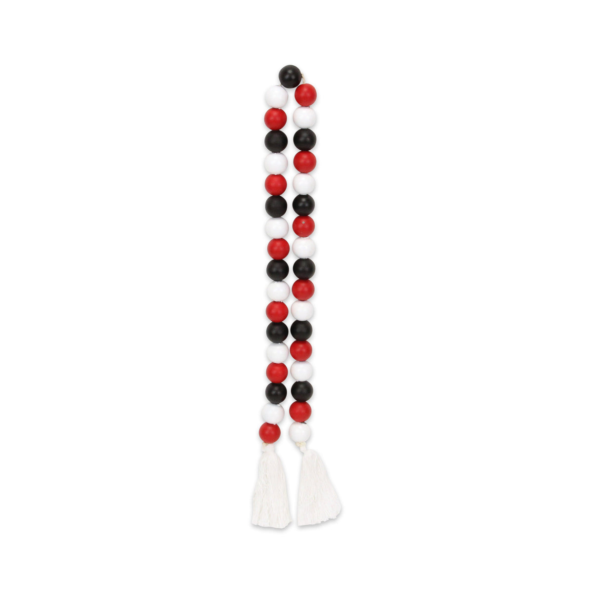 40" Black Red And White Wood Hand Painted Decorative Tassel