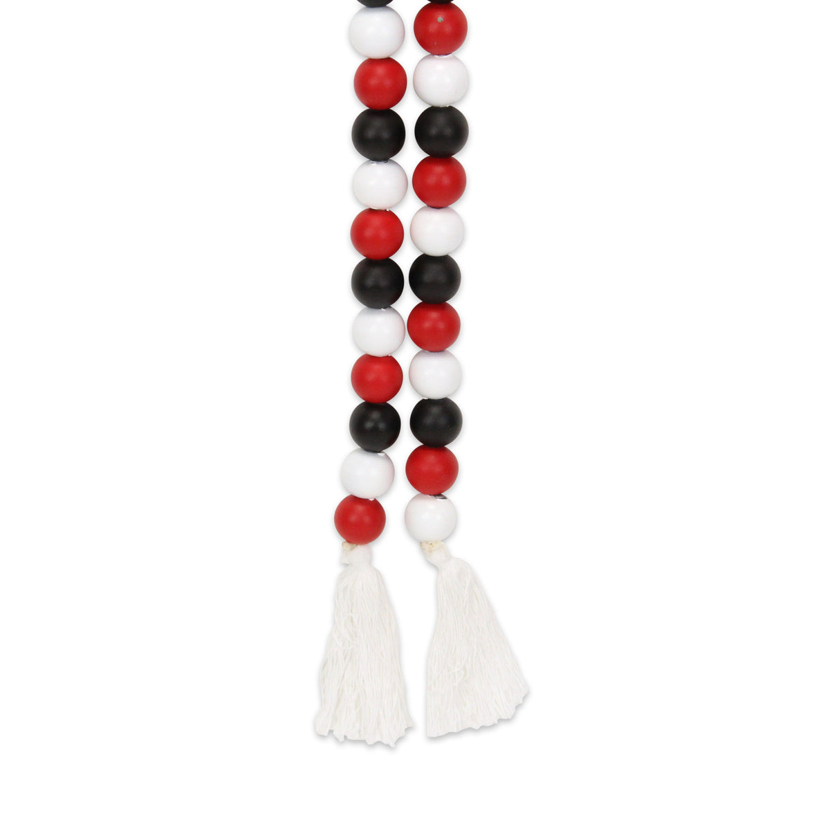 40" Black Red And White Wood Hand Painted Decorative Tassel