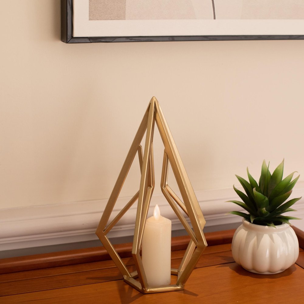 10" Gold Metal Open Geometric Tabletop Sculpture