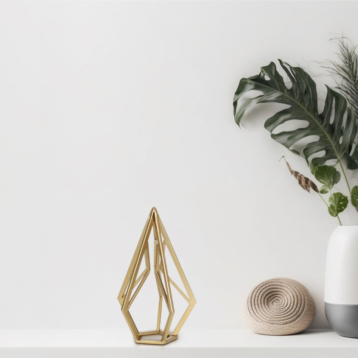 10" Gold Metal Open Geometric Tabletop Sculpture