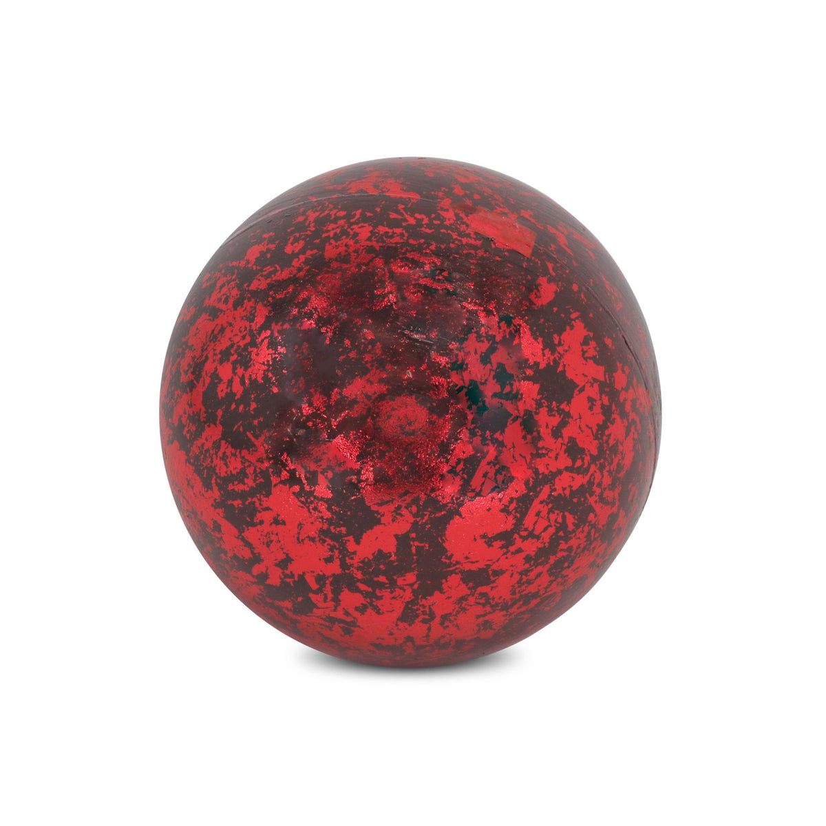 6" Red Paper Mache Hand Painted Orb Decorative Orb