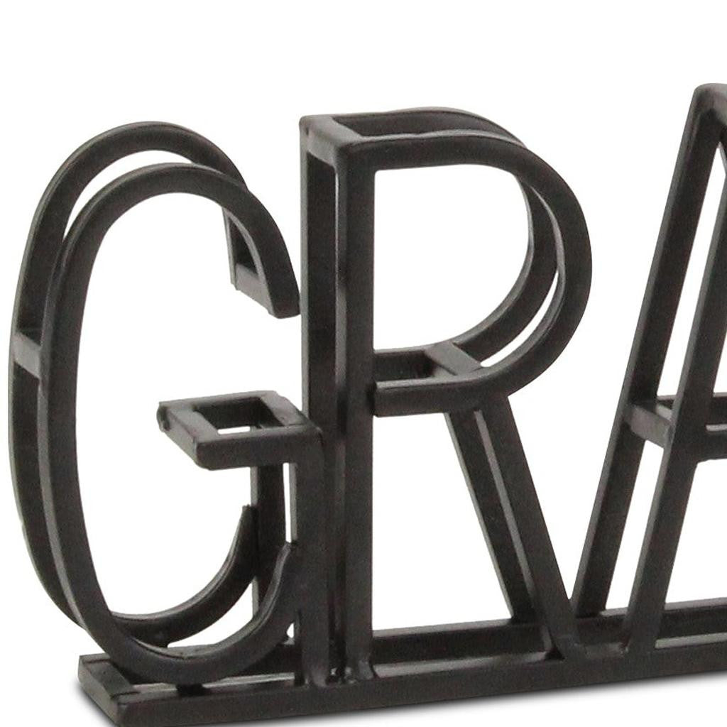 17" Black Metal Grateful Tabletop Sign