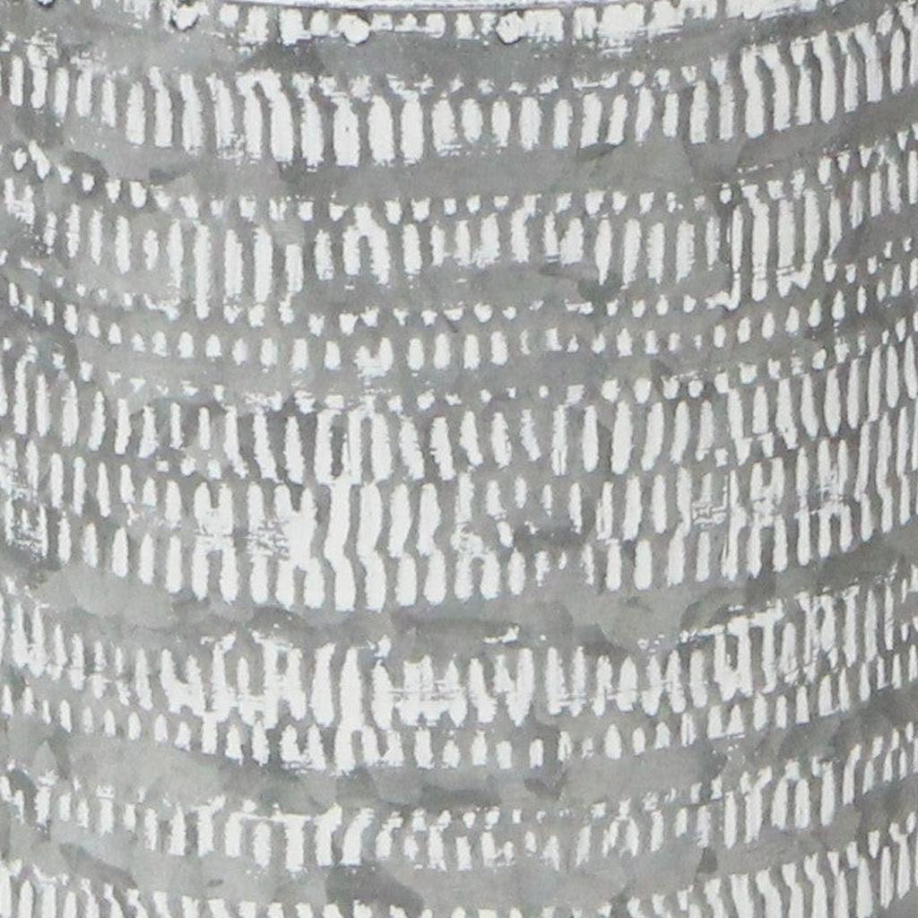 10" Gray Galvanized Metal Geometric Patterned Jug Vase