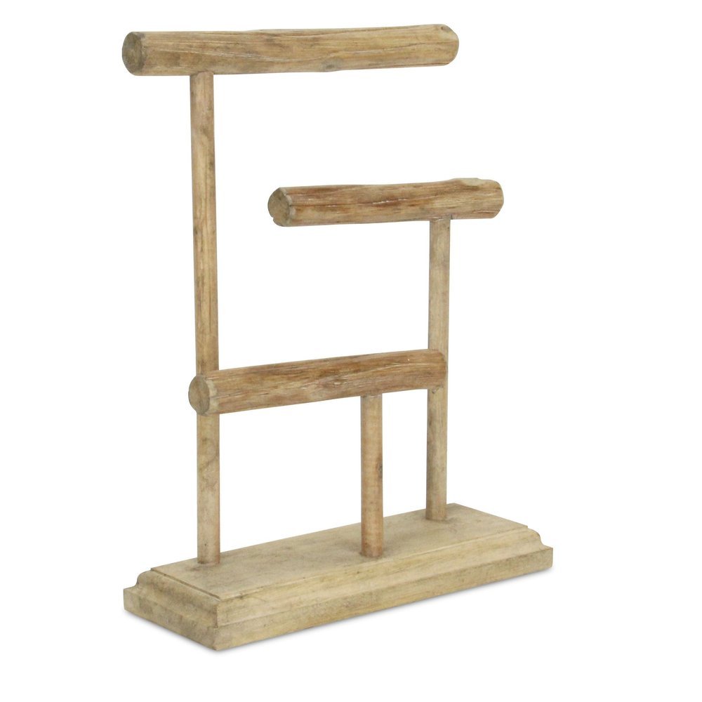 14" Brown Drift Wood Three Tier Decorative Jewelry Holder