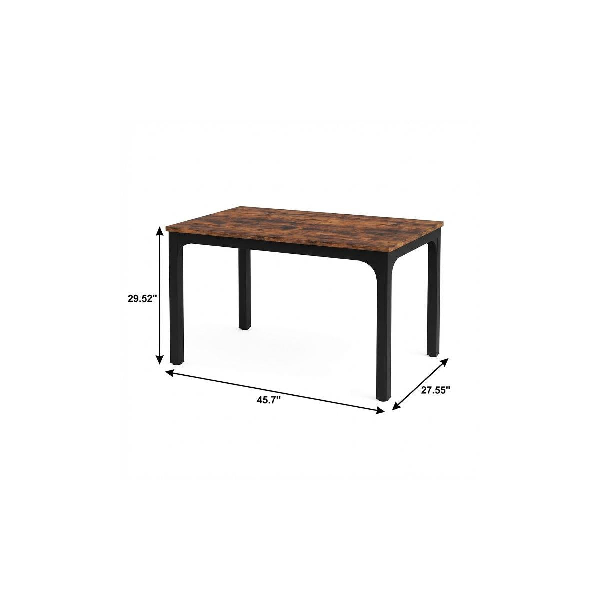 46" Brown and Black Wood and Iron Dining Table