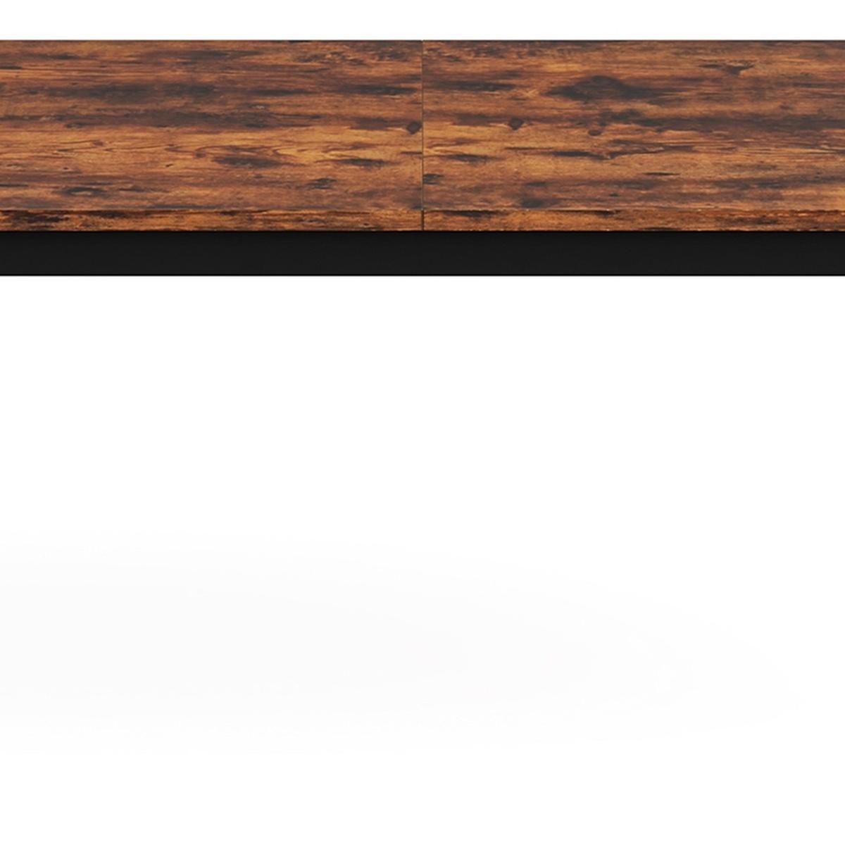 46" Brown and Black Wood and Iron Dining Table