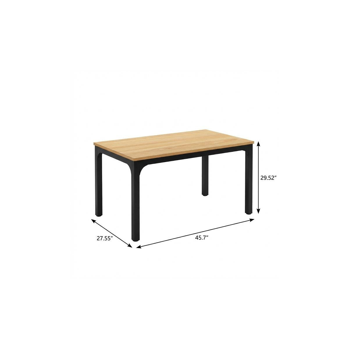 46" Natural and Black Wood and Iron Dining Table