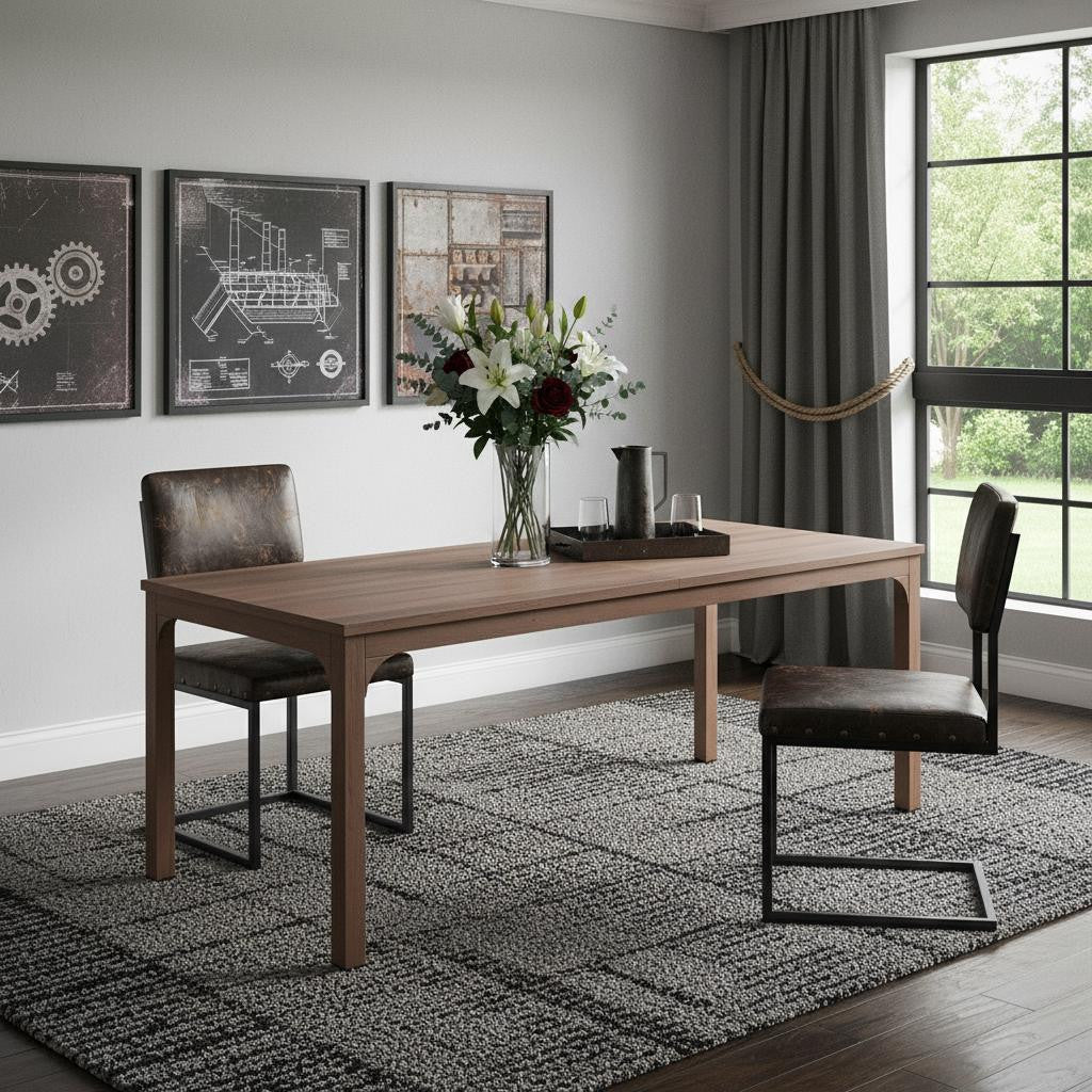 46" Brown Wood and Iron Dining Table