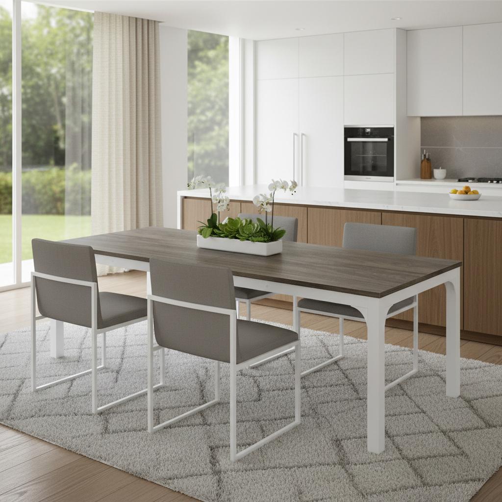 46" Gray and White Wood and Iron Dining Table