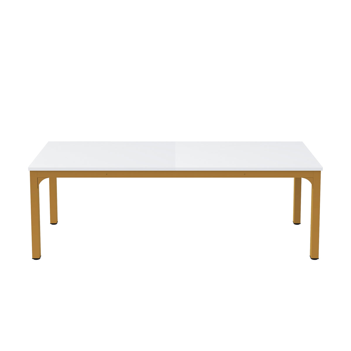 46" White and Gold Wood and Iron Dining Table