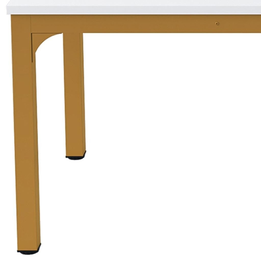 46" White and Gold Wood and Iron Dining Table