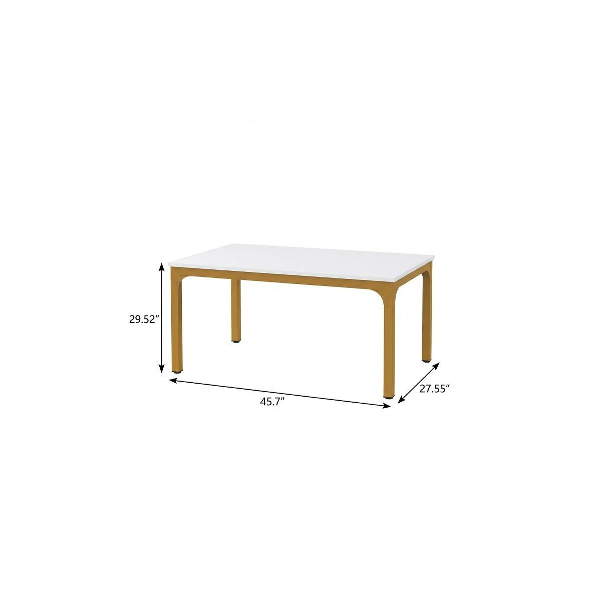 46" White and Gold Wood and Iron Dining Table