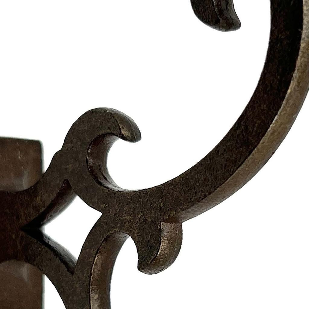 Set of Six Antiqued Bronze Cast Iron Scroll Wall Hooks
