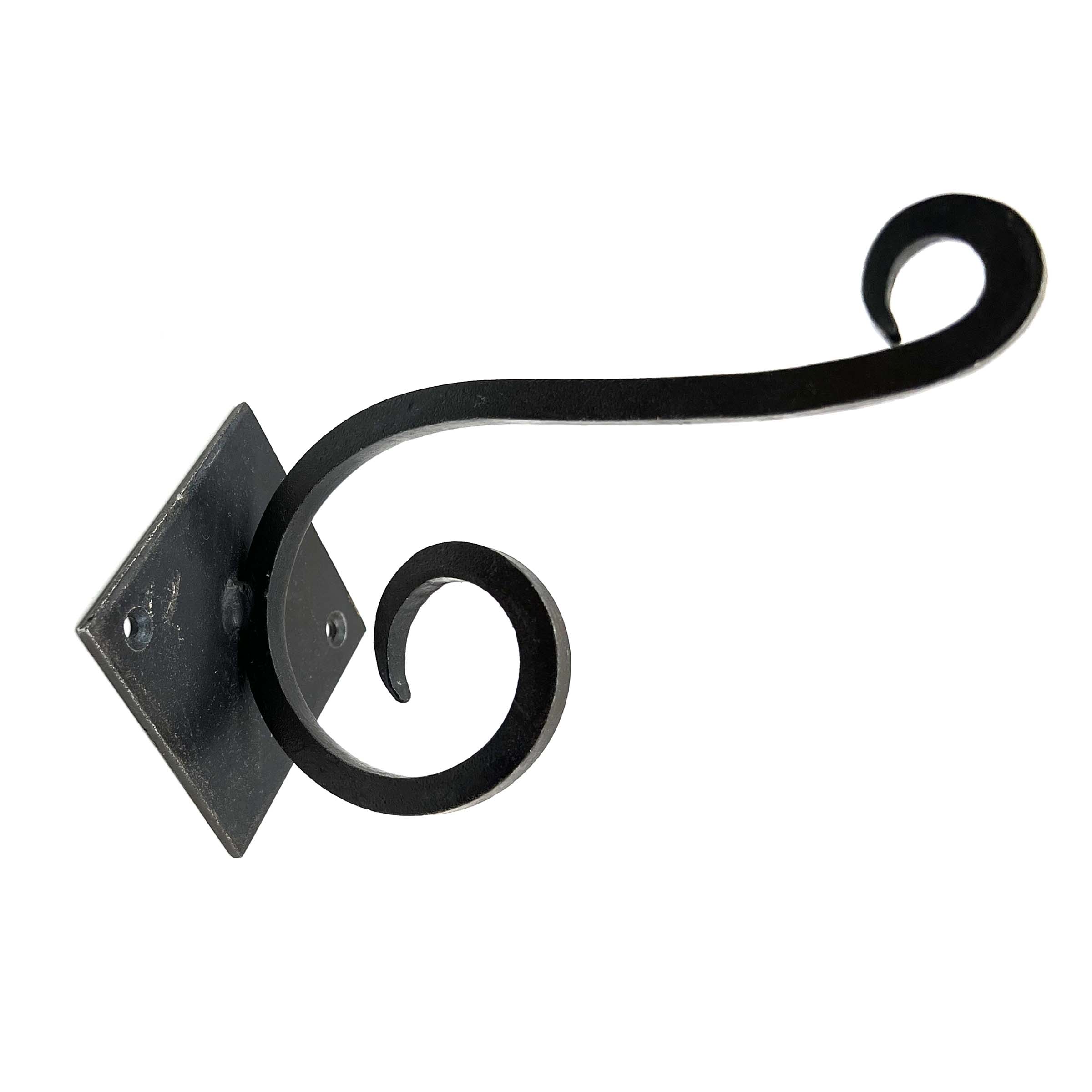 Set of Six Black Cast Iron Scroll Wall Hooks