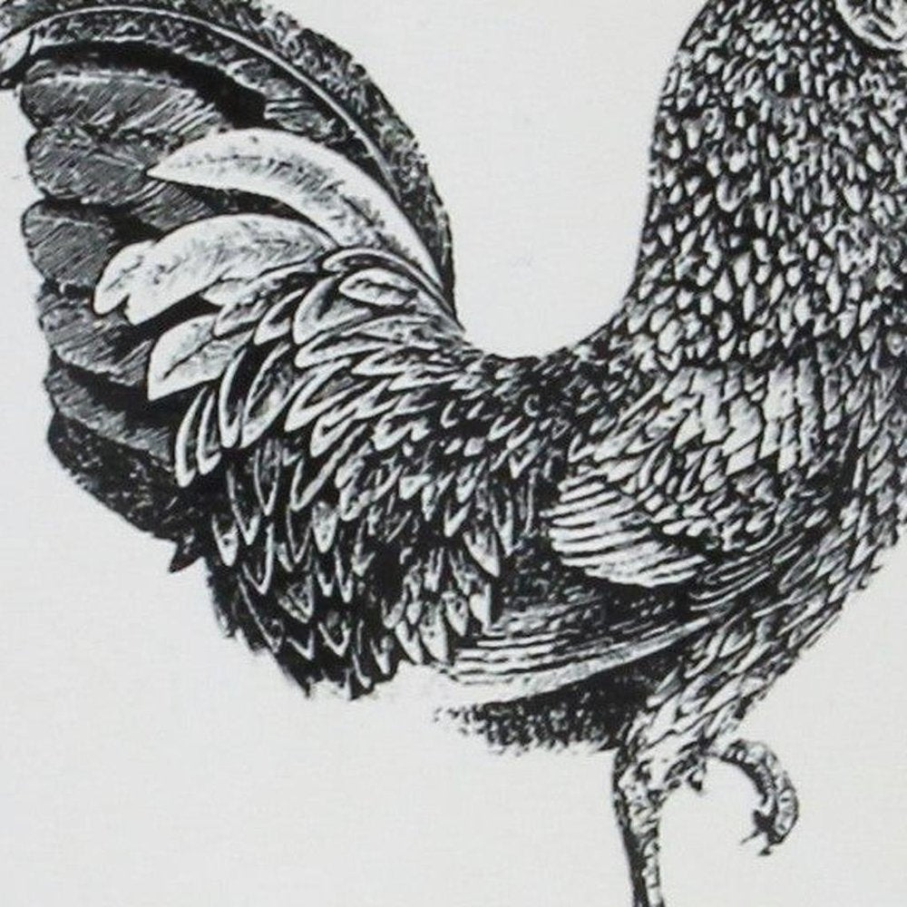 8" Black And White Metal Farm Fresh Chicken Decorative Jug