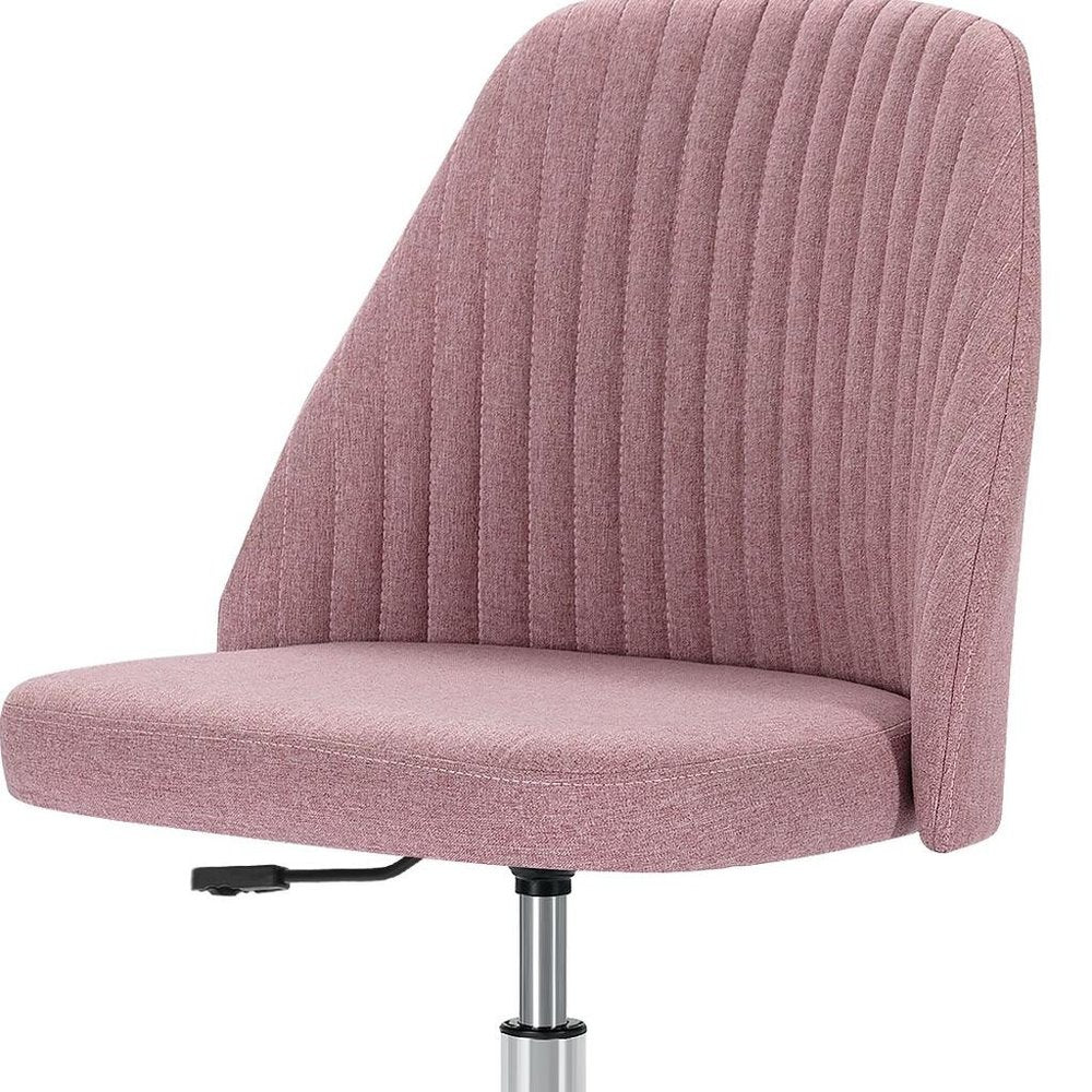 Pink and Silver Adjustable Height Swivel Rolling Office Chair