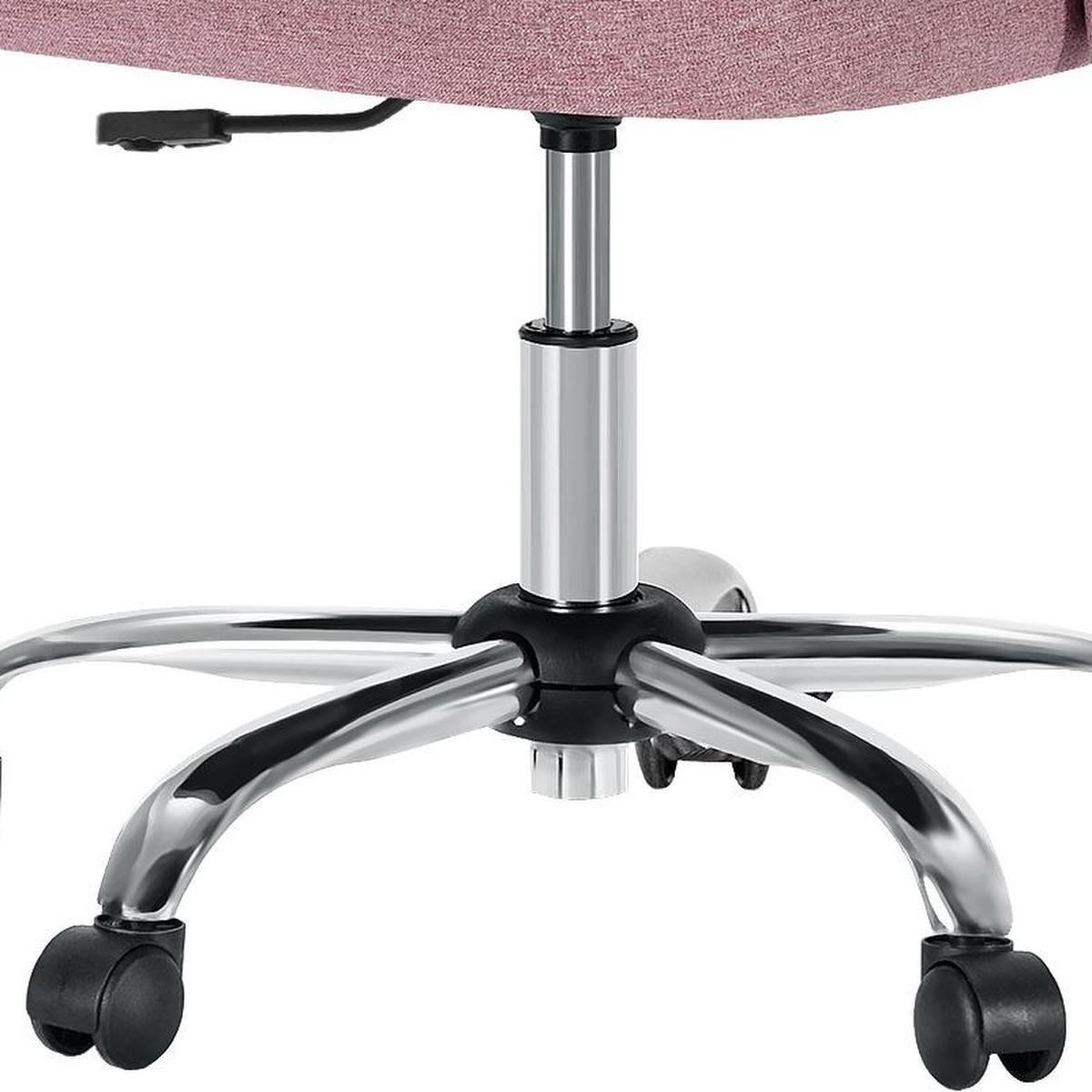 Pink and Silver Adjustable Height Swivel Rolling Office Chair