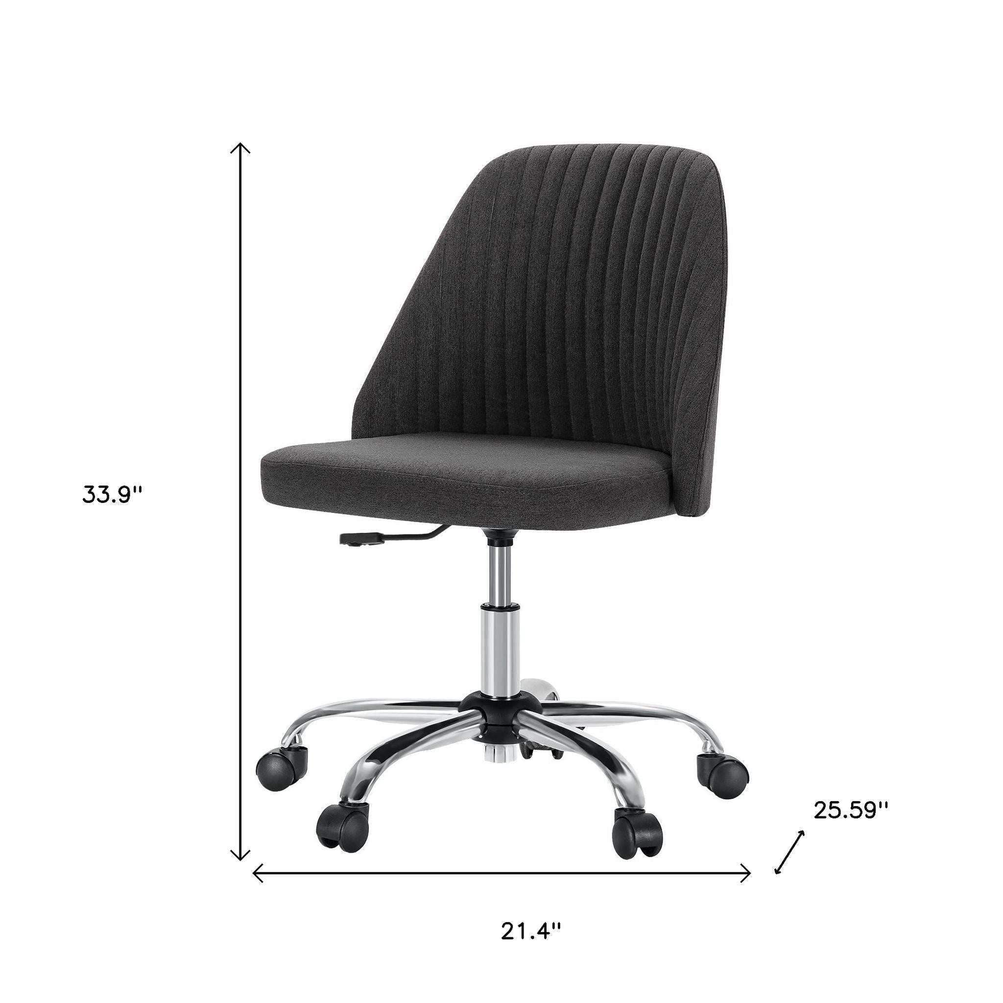 Dark Gray and Silver Adjustable Height Swivel Rolling Office Chair