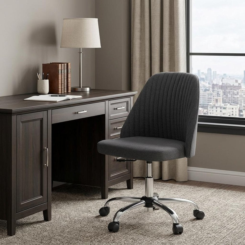 Pink and Silver Adjustable Height Swivel Rolling Office Chair