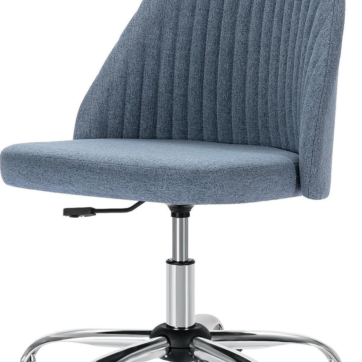 Blue and Silver Adjustable Height Swivel Rolling Office Chair
