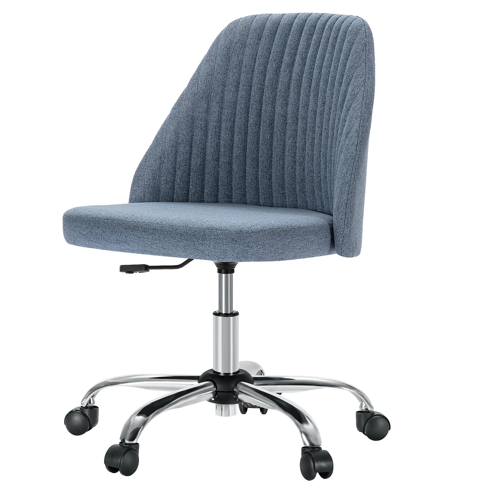 Blue and Silver Adjustable Height Swivel Rolling Office Chair