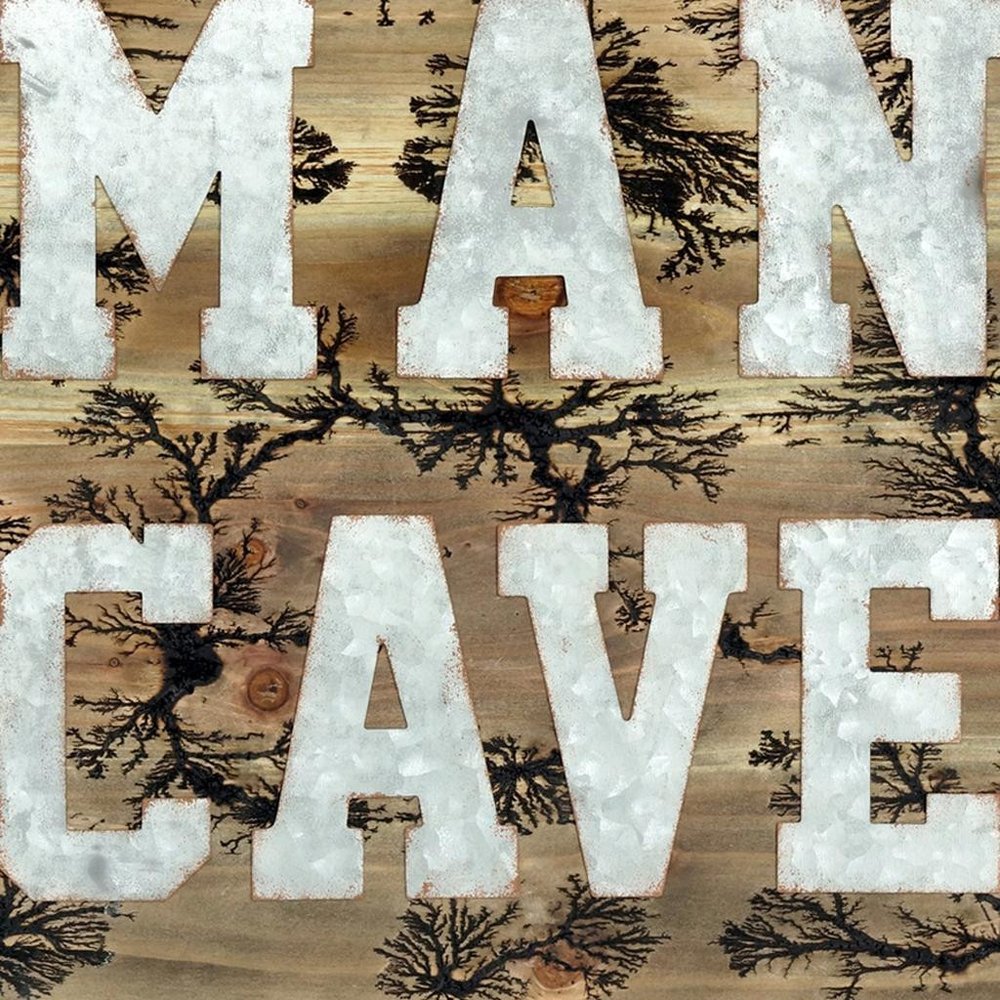 16" X 16" Brown And Gray Man Cave Wood And Metal Wall Decor