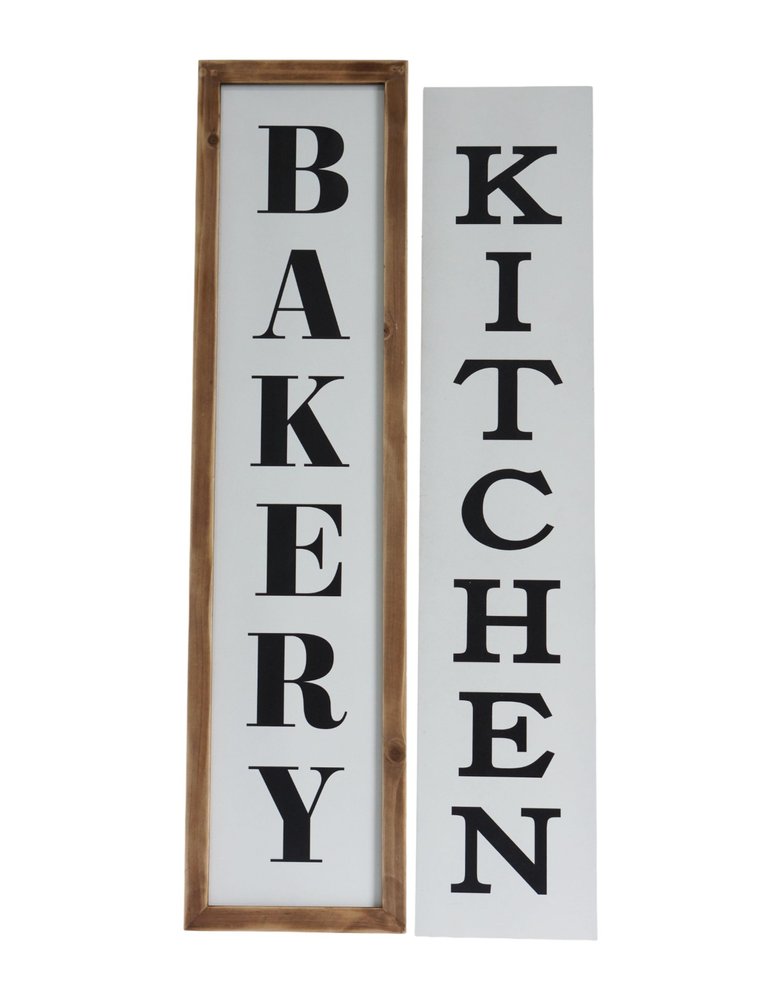 11" X 26" Black Brown And White Reversible Kitchen Wood Hanging Wall Decor