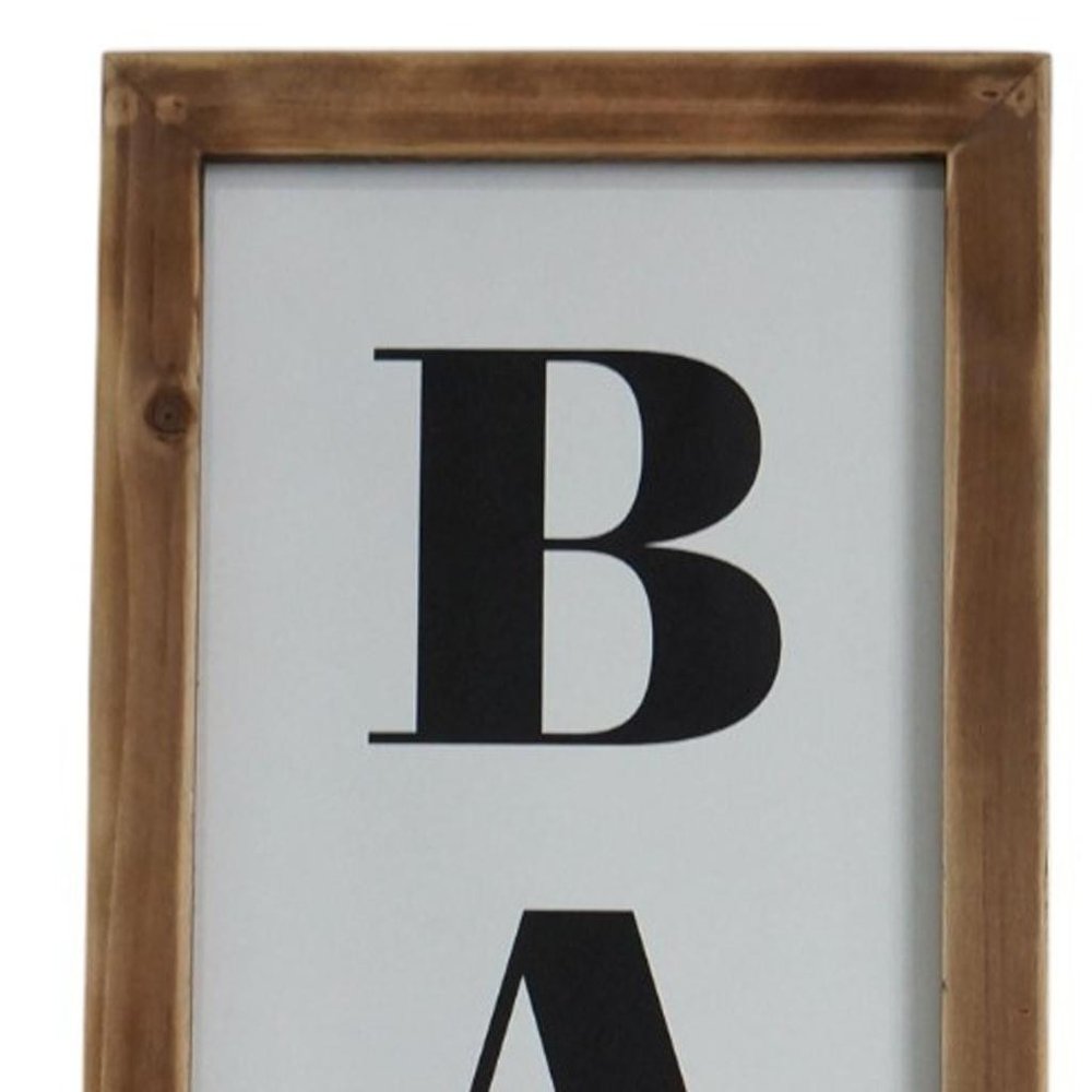 11" X 26" Black Brown And White Reversible Kitchen Wood Hanging Wall Decor