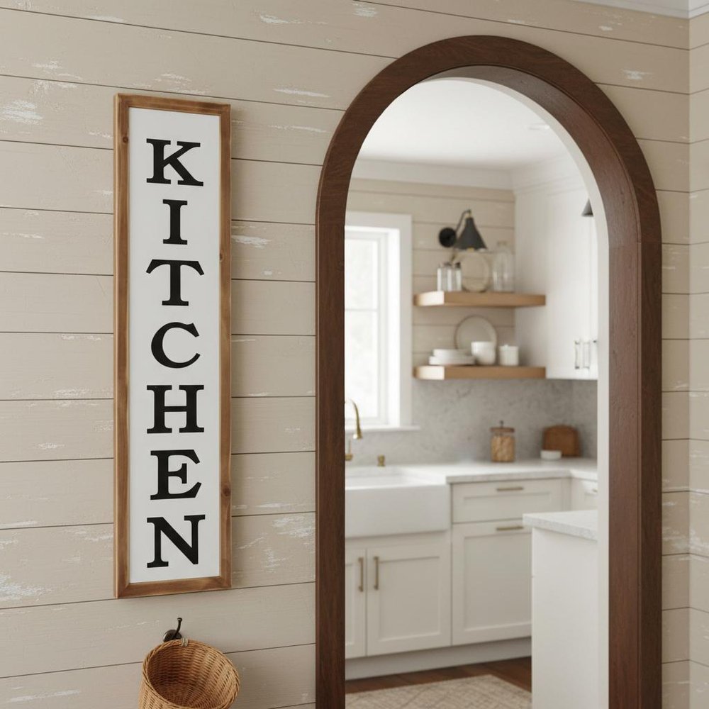 11" X 26" Black Brown And White Reversible Kitchen Wood Hanging Wall Decor