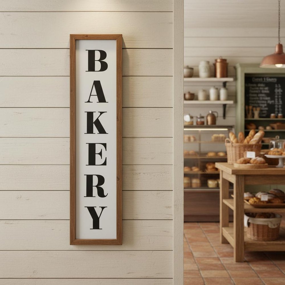 11" X 26" Black Brown And White Reversible Kitchen Wood Hanging Wall Decor