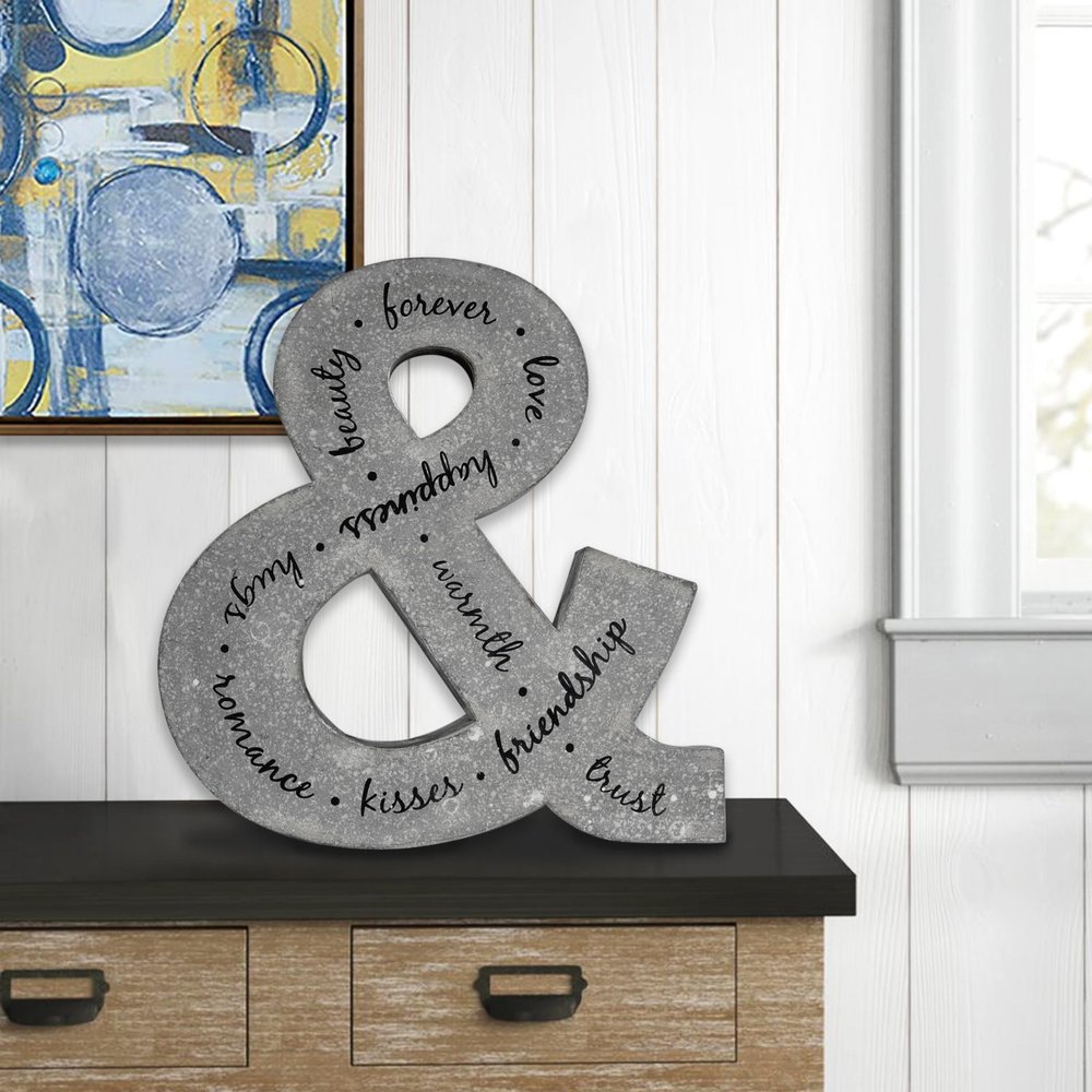 20" X 18" Black And Gray Galvanized Metal Ampersand Hanging Wall Decor