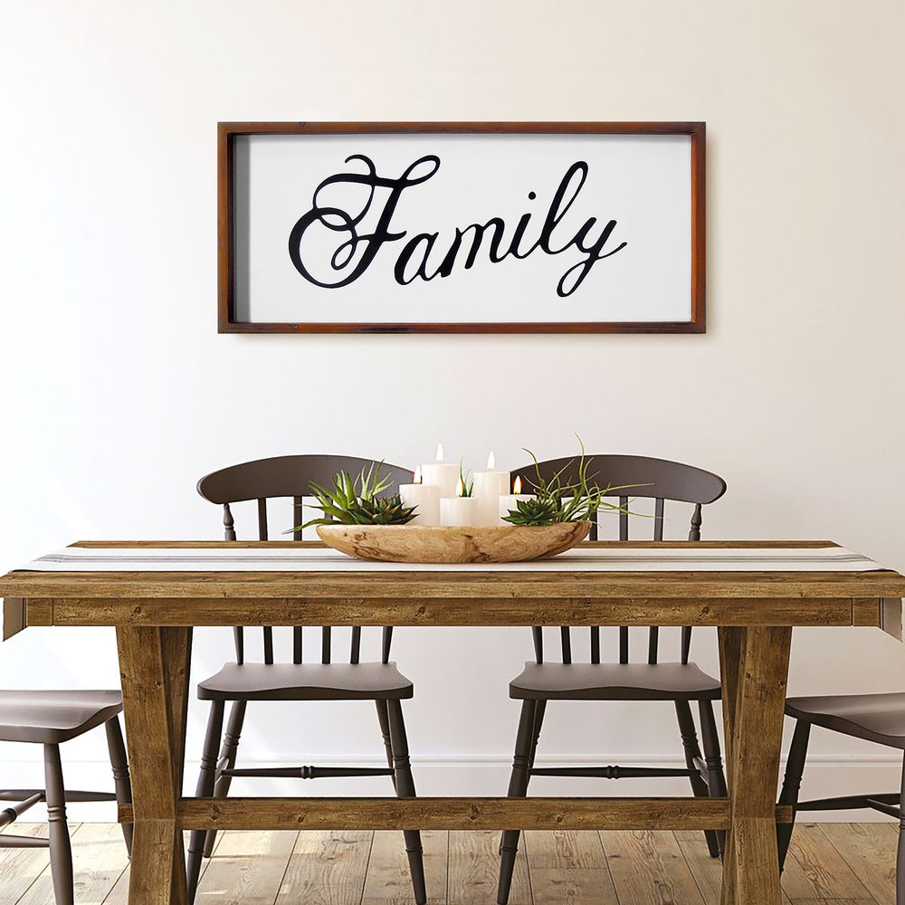 12" X 28" Brown And White Family Wood Wall Decor