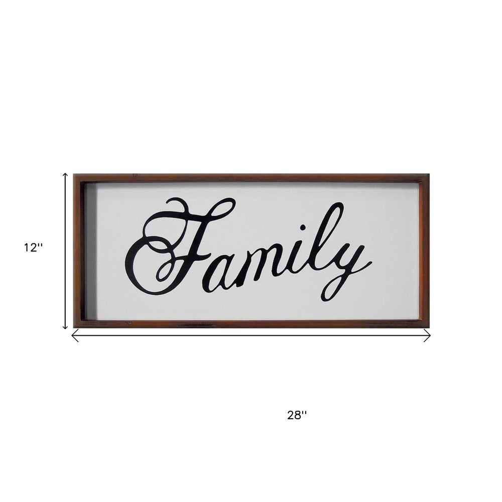12" X 28" Brown And White Family Wood Wall Decor