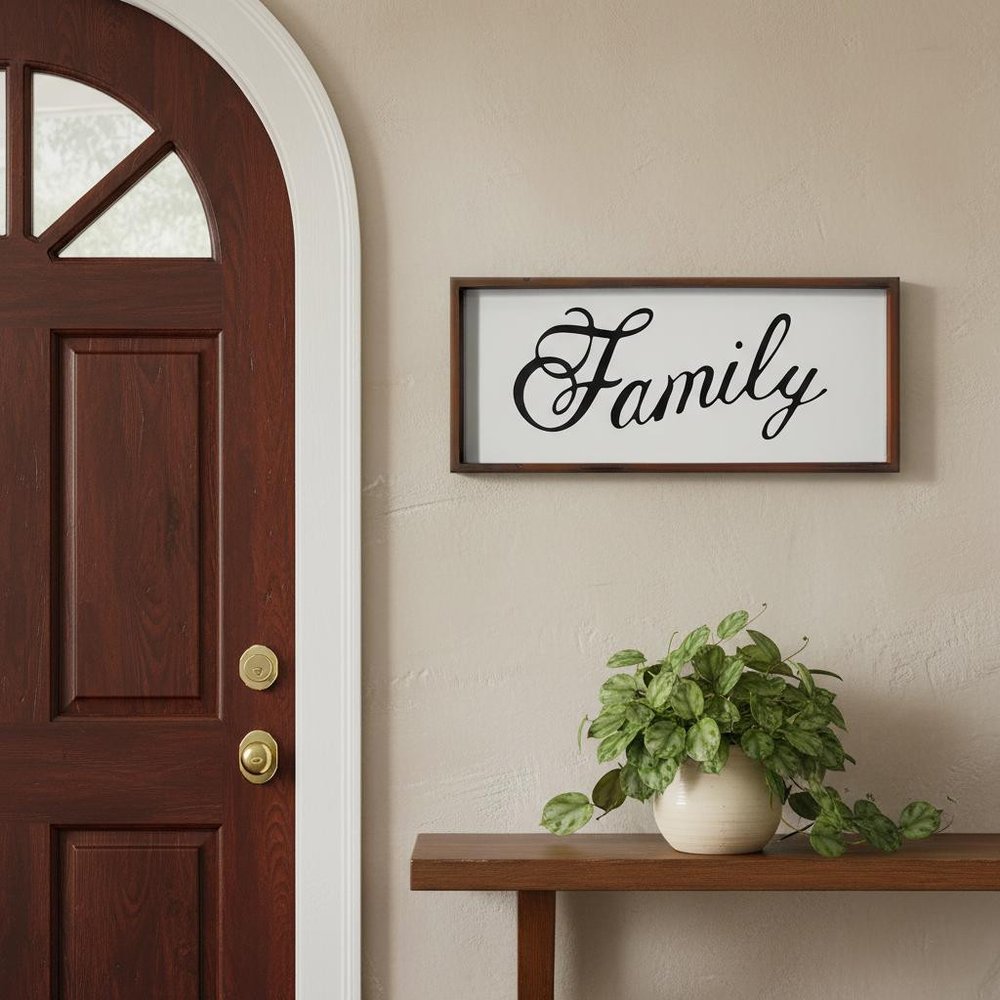 12" X 28" Brown And White Family Wood Wall Decor