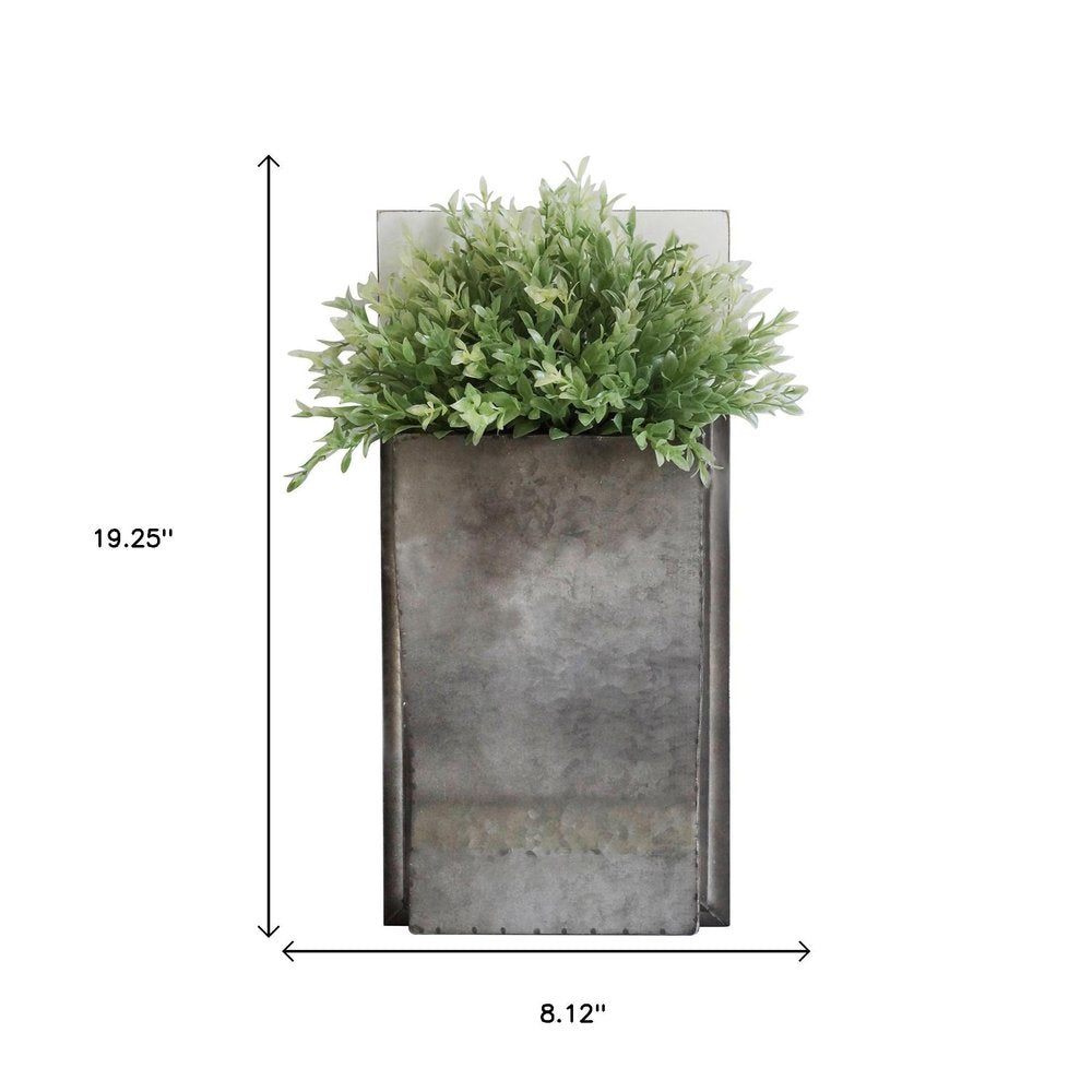 19" X 8" Silver And Green Wood Hanging Wall Decor