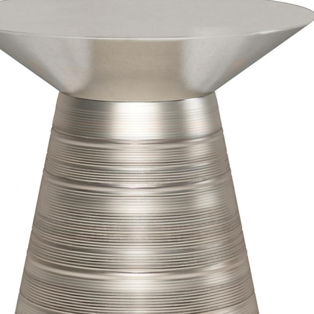 20" Antique Silver Iron Round End Table