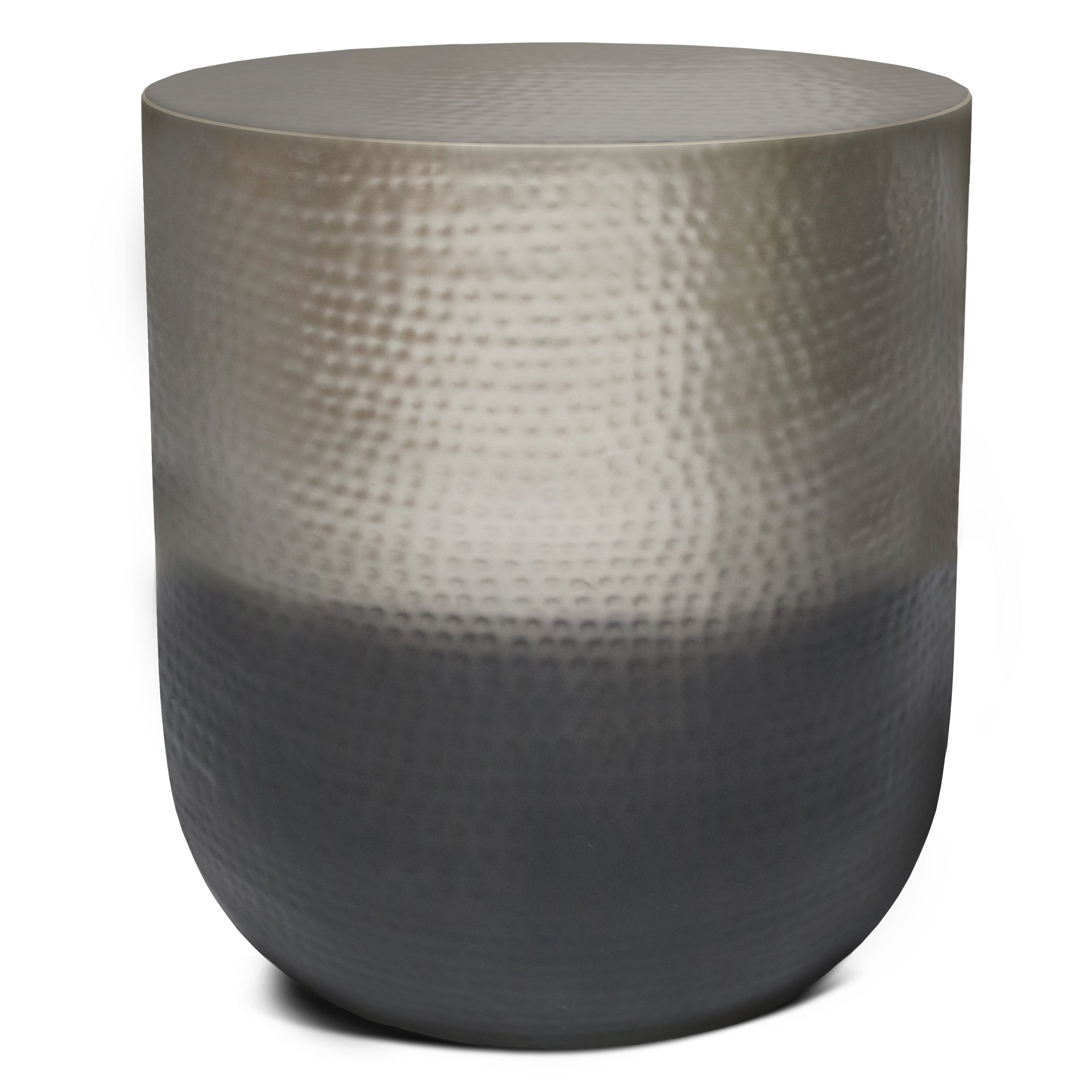 22" Glossy Silver Iron Round End Table
