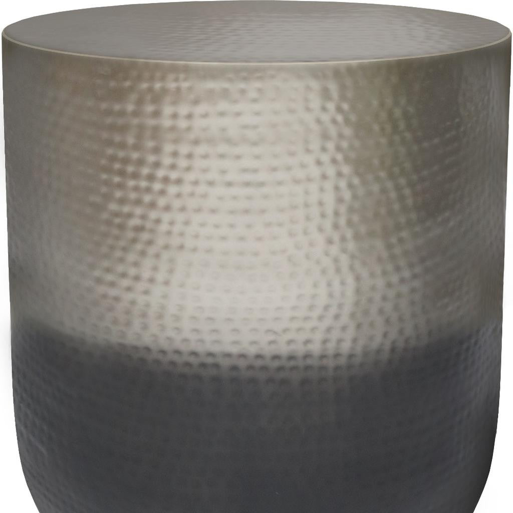 22" Glossy Silver Iron Round End Table