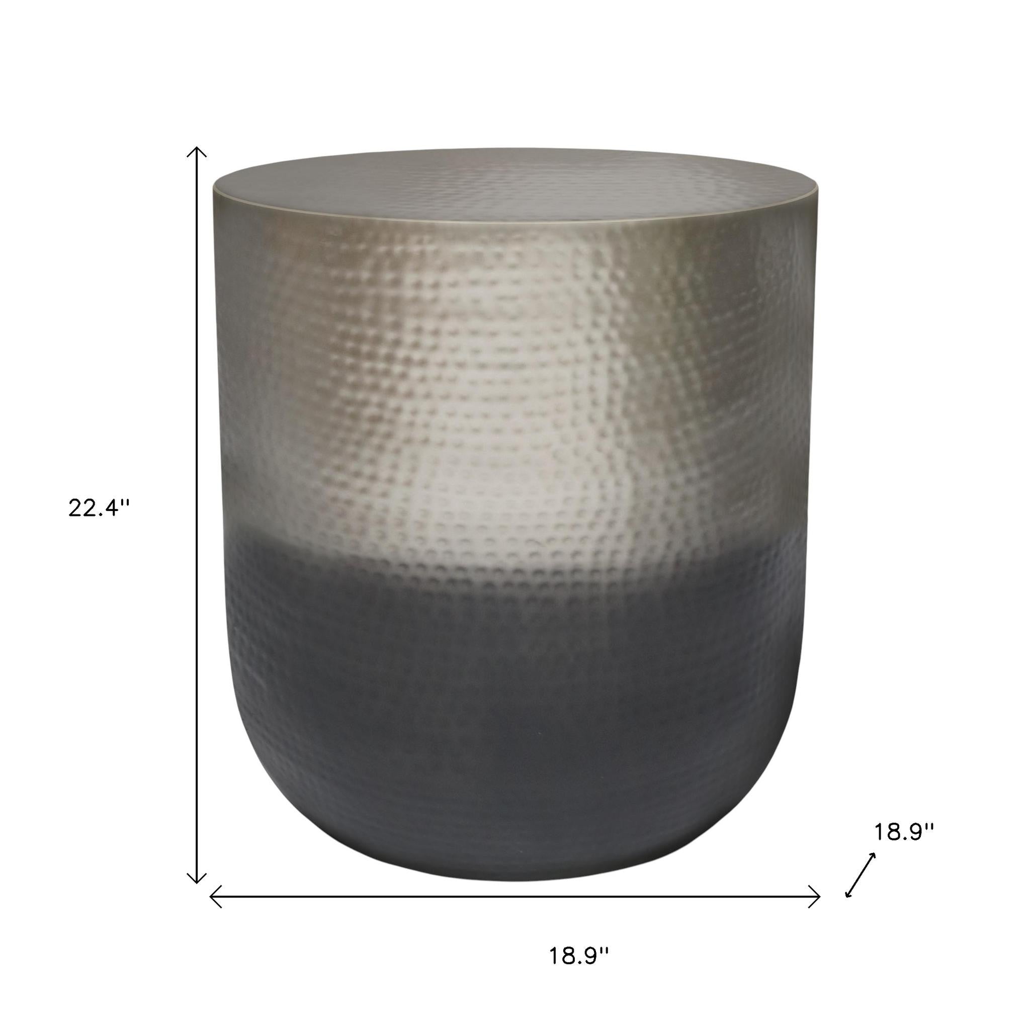 22" Glossy Silver Iron Round End Table