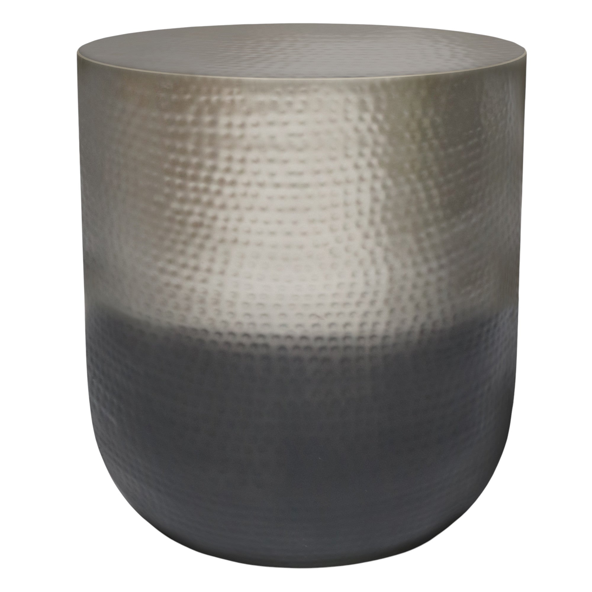22" Glossy Silver Iron Round End Table