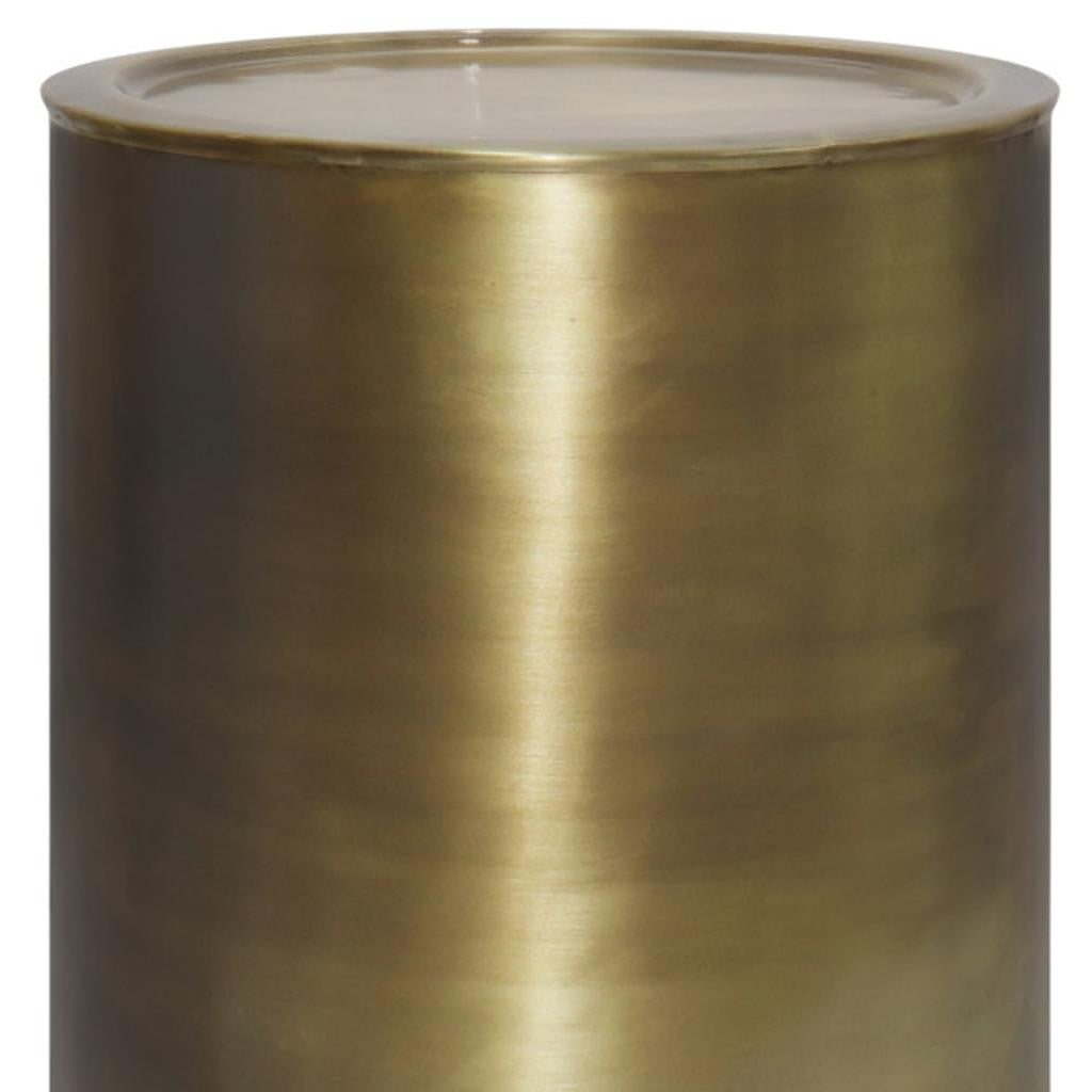 21" Antique Antiqued Gold Iron Round Drum End Table